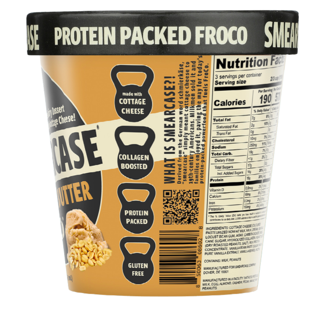 Smearcase Peanut Butter FroCo — High Protein Frozen Cottage Cheese Ice Cream, 40g Protein, Collagen Boosted, Gluten Free, Post-Workout Dessert, 14 fl oz