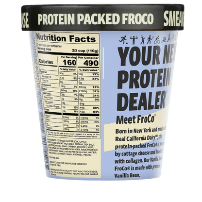 Smearcase Vanilla Bean FroCo — Frozen Cottage Cheese Ice Cream, 40g Protein Per Pint, Collagen Boosted, Gluten Free, No Artificial Ingredients, 14 fl oz