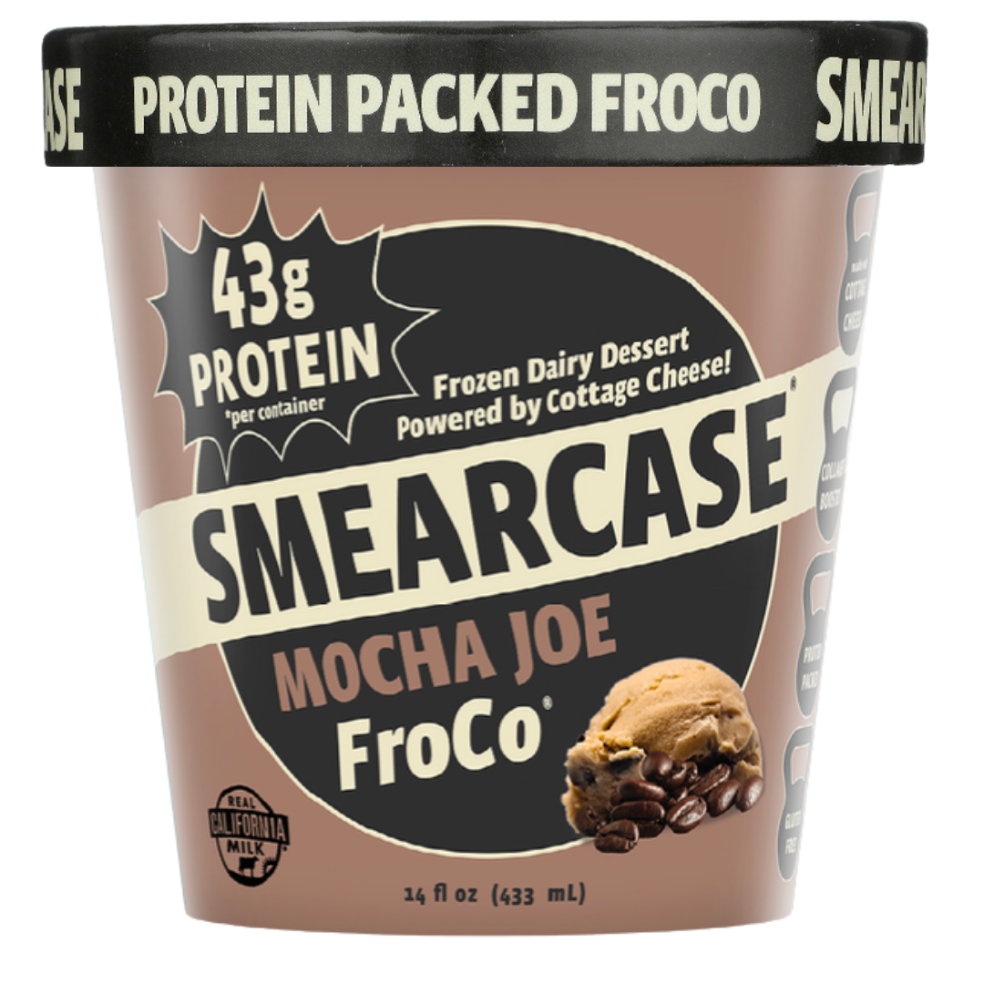 Smearcase Mocha Joe FroCo — Coffee Flavored Frozen Cottage Cheese Ice Cream, 40g Protein Per Pint, Collagen Boosted, Gluten Free, No Artificial Ingredients, 14 fl oz