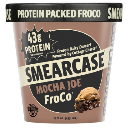Smearcase Mocha Joe FroCo — Coffee Flavored Frozen Cottage Cheese Ice Cream, 40g Protein Per Pint, Collagen Boosted, Gluten Free, No Artificial Ingredients, 14 fl oz