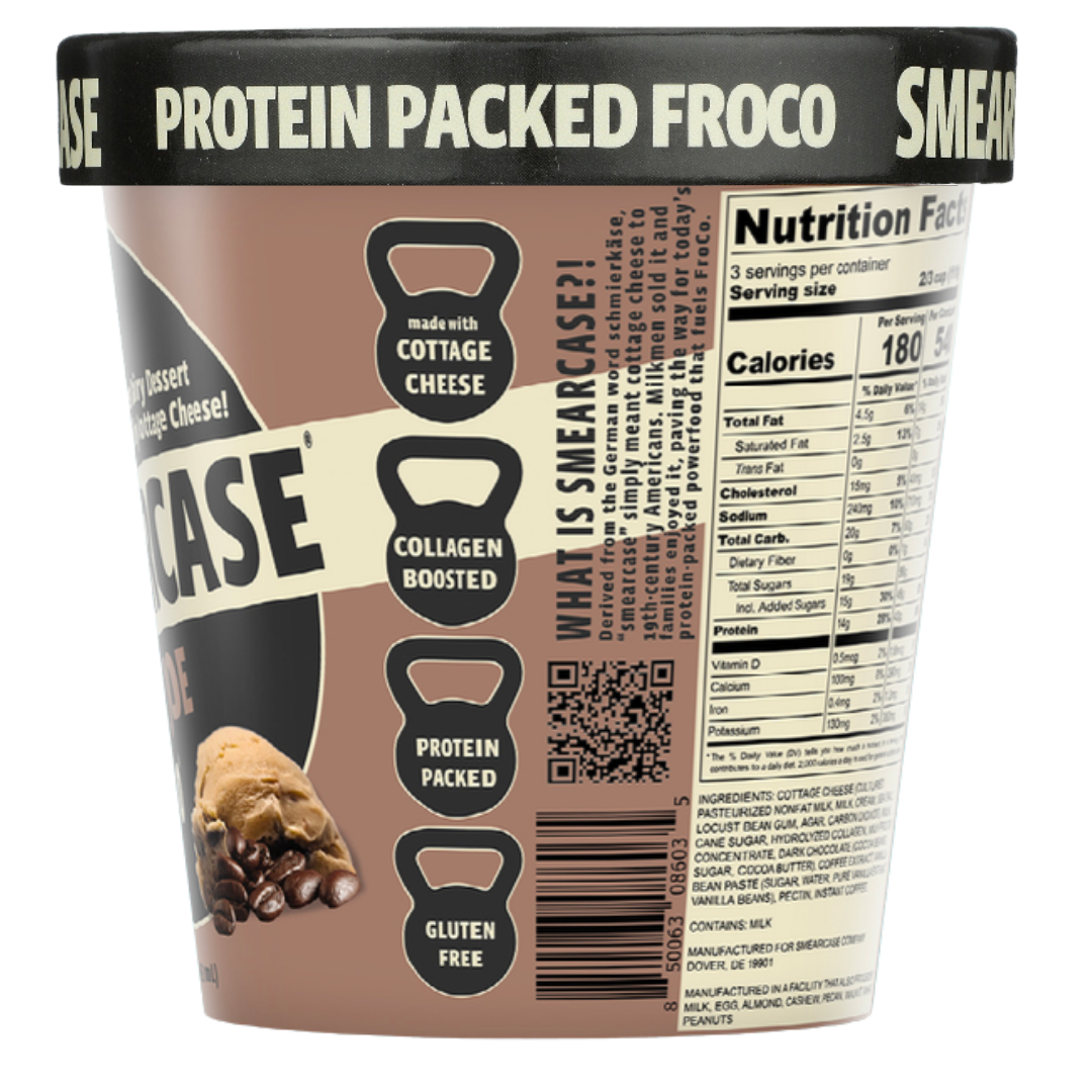 Smearcase Mocha Joe FroCo — Coffee Flavored Frozen Cottage Cheese Ice Cream, 40g Protein Per Pint, Collagen Boosted, Gluten Free, No Artificial Ingredients, 14 fl oz