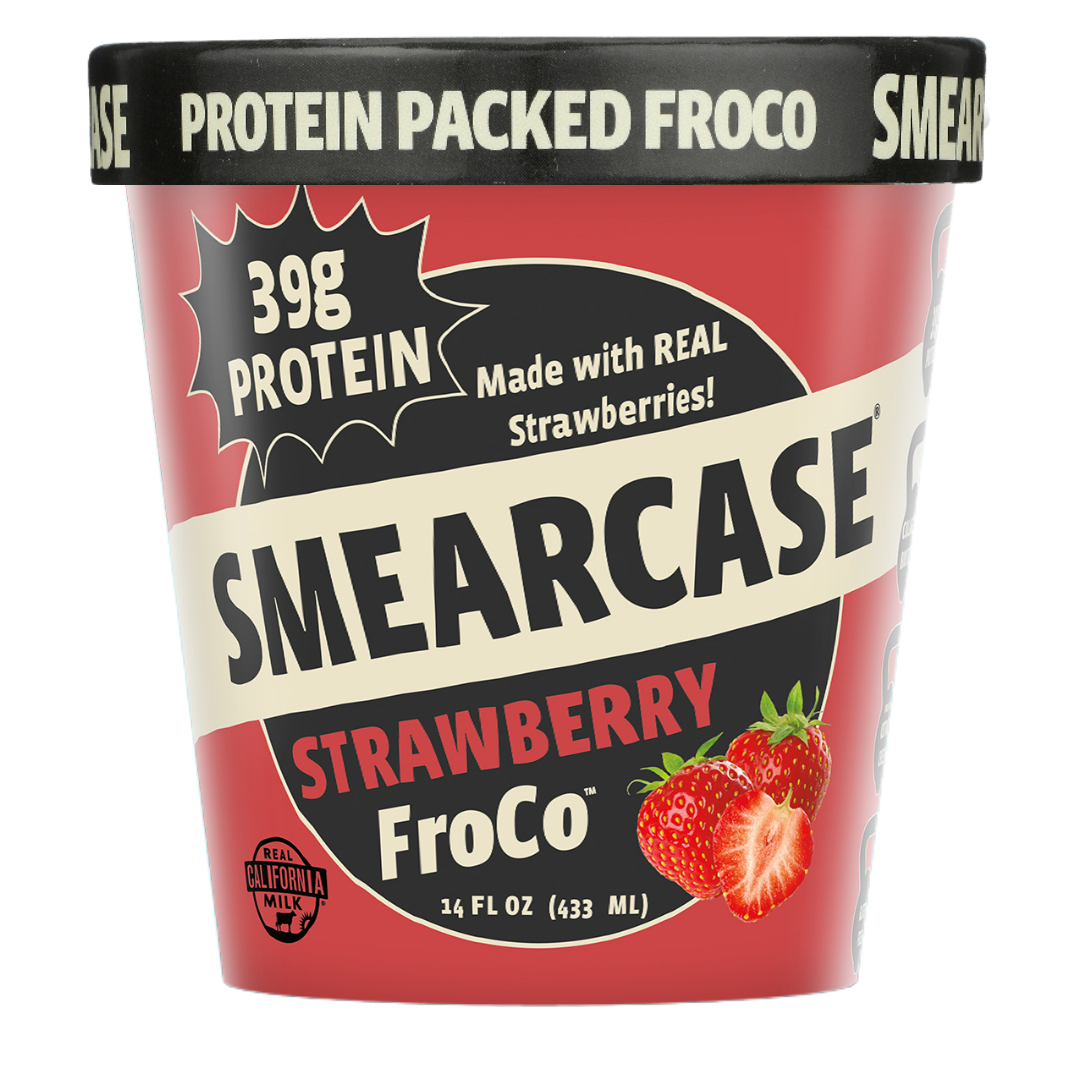 Smearcase Strawberry FroCo — Frozen Cottage Cheese Ice Cream, 40g Protein Per Pint, Collagen Boosted, Gluten Free, No Artificial Ingredients, 14 fl oz