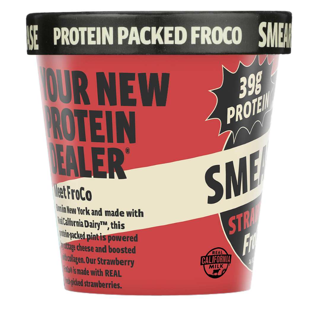 Smearcase Strawberry FroCo — Frozen Cottage Cheese Ice Cream, 40g Protein Per Pint, Collagen Boosted, Gluten Free, No Artificial Ingredients, 14 fl oz