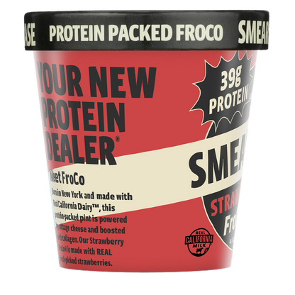 Smearcase Strawberry FroCo — Frozen Cottage Cheese Ice Cream, 40g Protein Per Pint, Collagen Boosted, Gluten Free, No Artificial Ingredients, 14 fl oz
