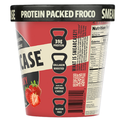 Smearcase Strawberry FroCo — Frozen Cottage Cheese Ice Cream, 40g Protein Per Pint, Collagen Boosted, Gluten Free, No Artificial Ingredients, 14 fl oz